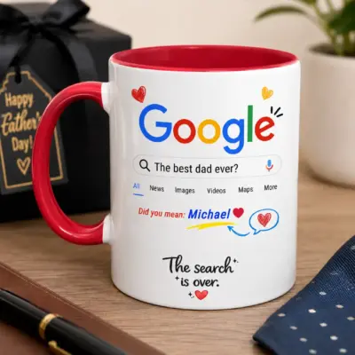 Personalized best dad ever mug with custom name Michael and red handle